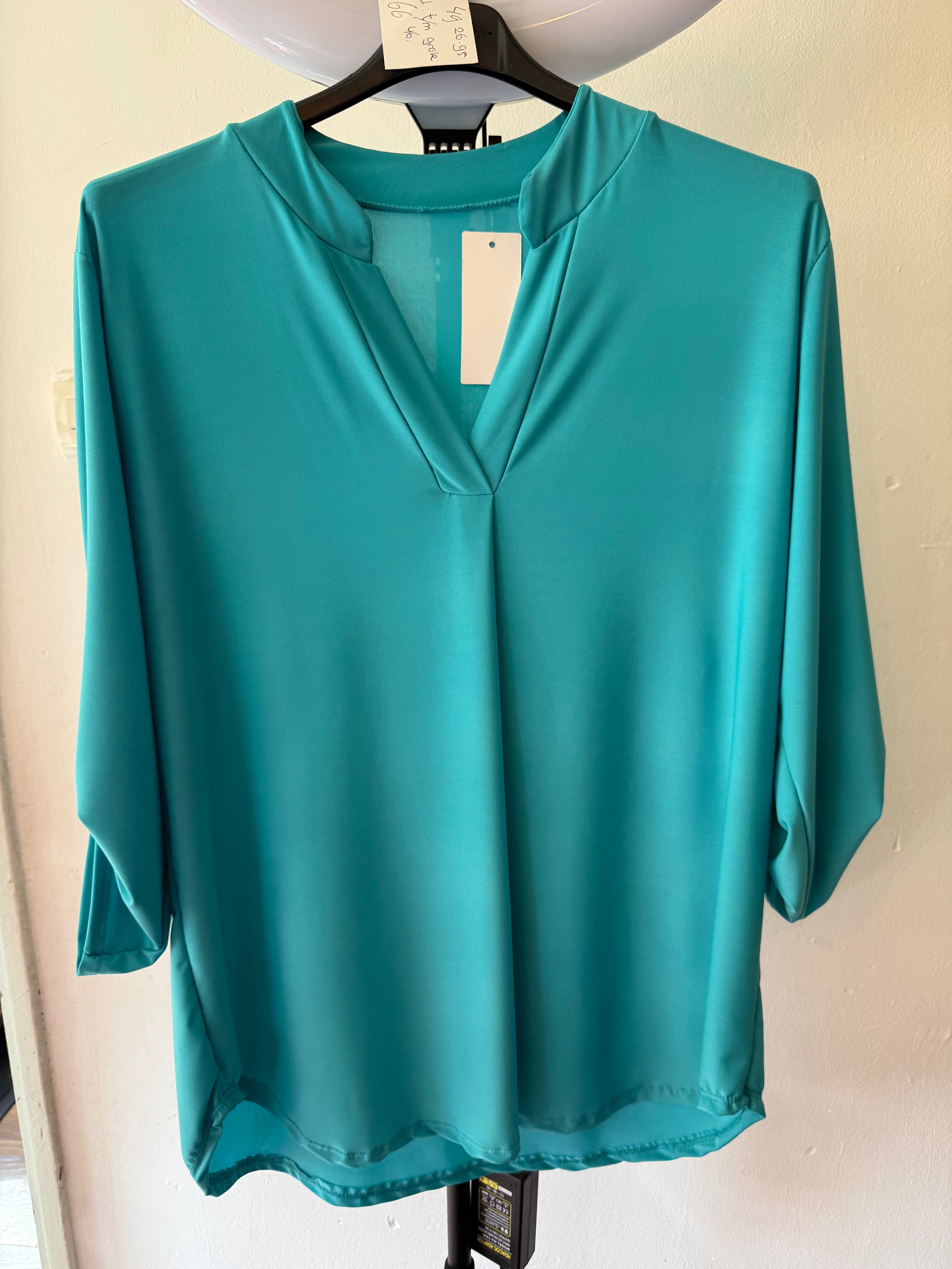 Mintgroene shirt korte mouw met knoopjes