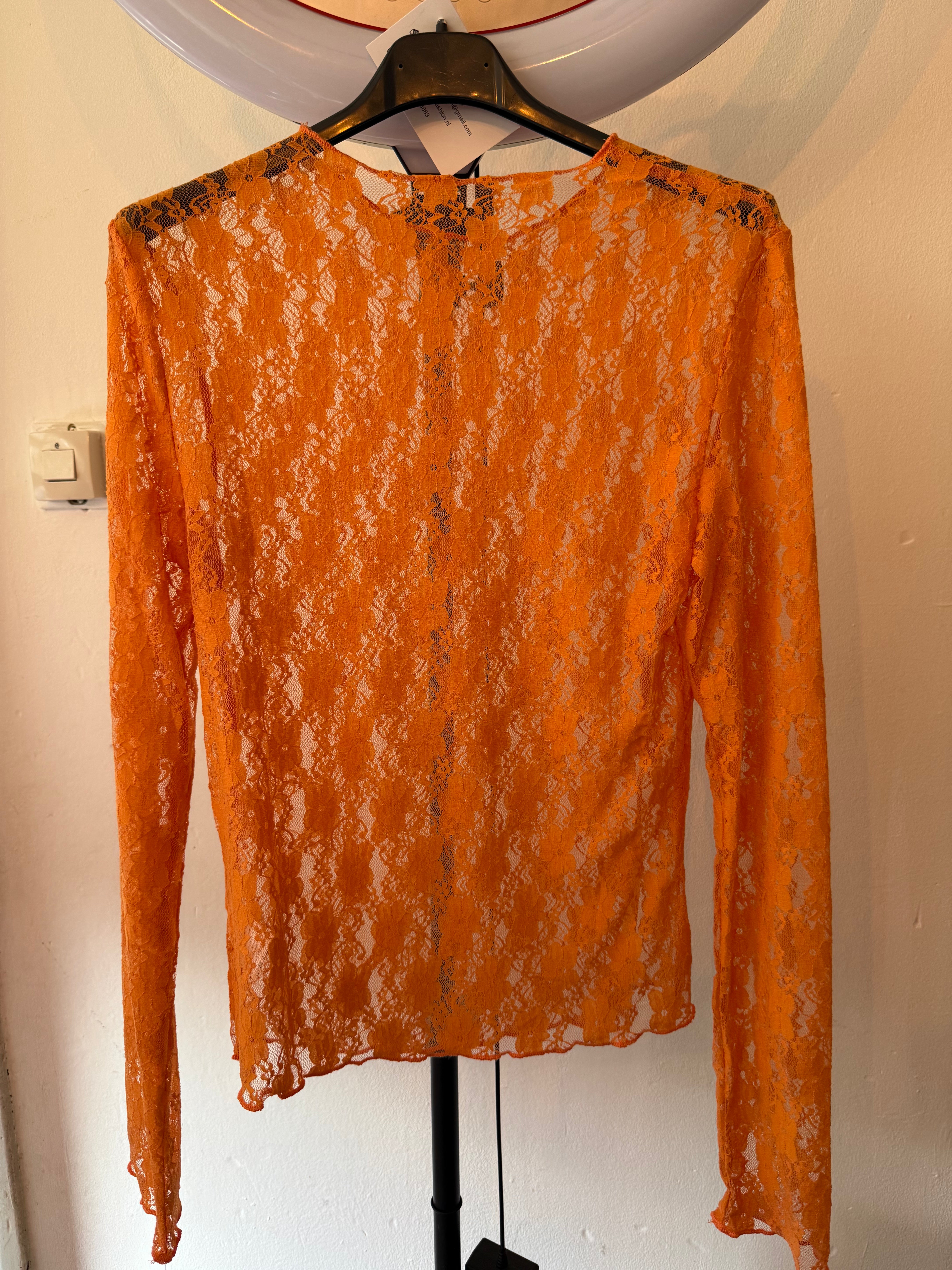 Oranje kanten shirt lange mouwen