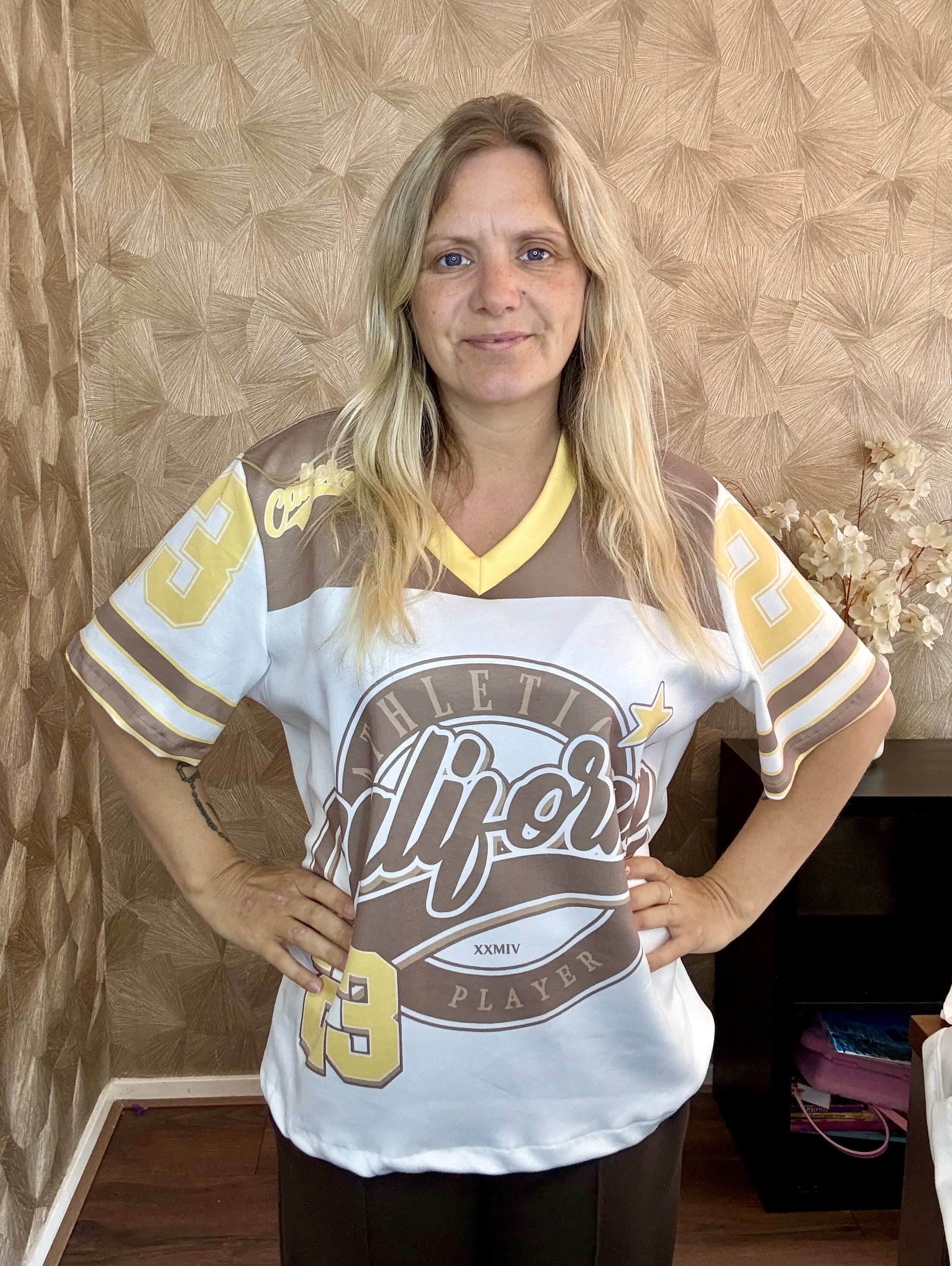 California Jersey Zomer Shirt Bruin/Geel