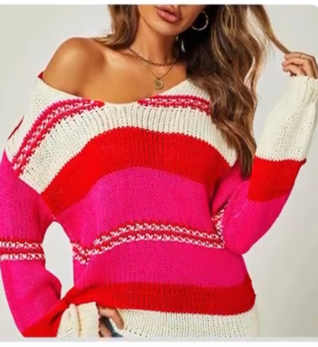 Gebreide Sweater Rood/Roze