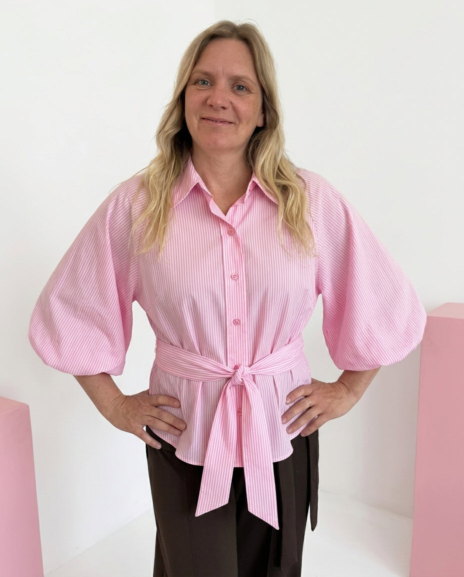 Blouse met pofmouw roze
