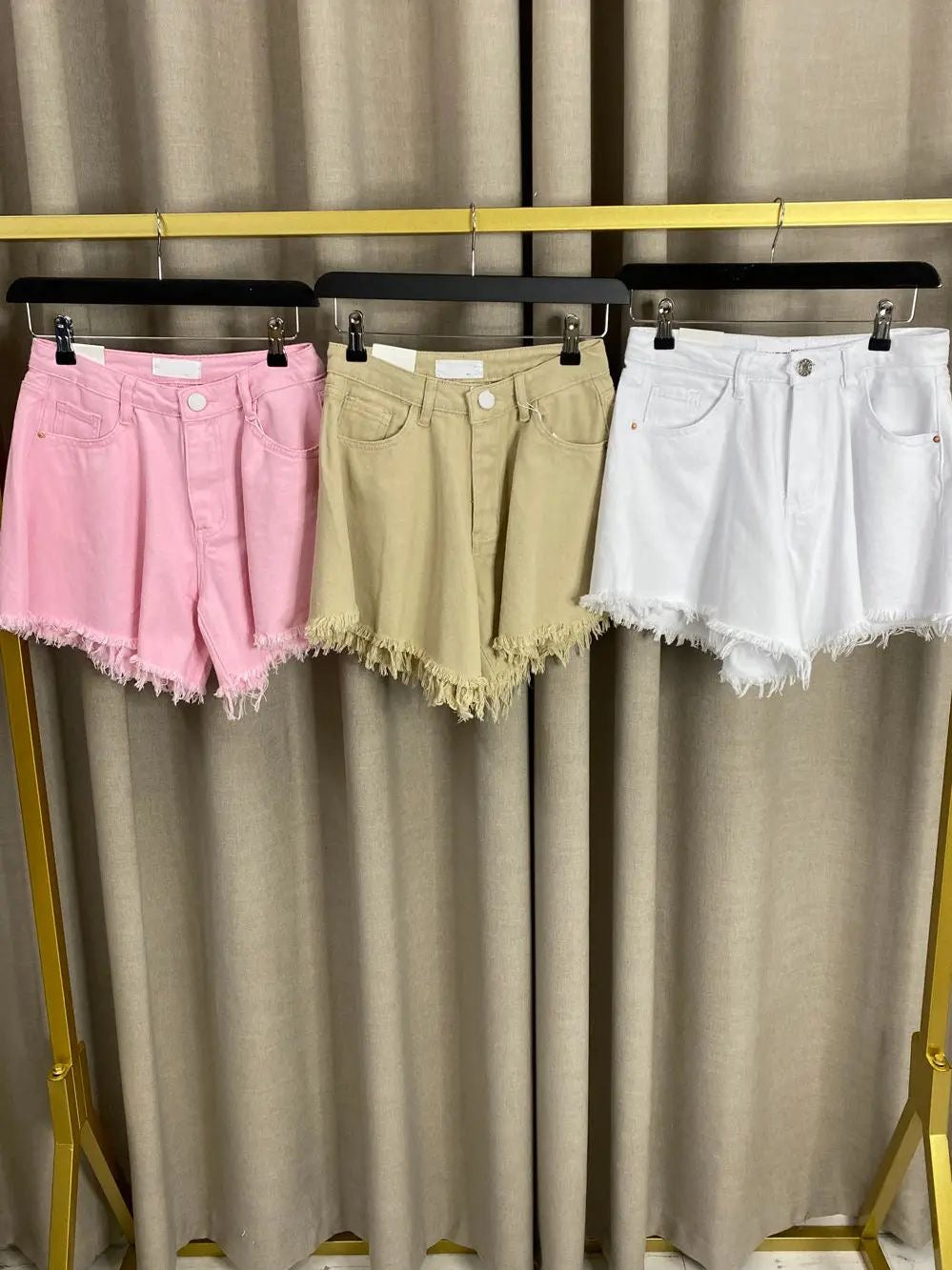 Witte Denim Short met Franjes