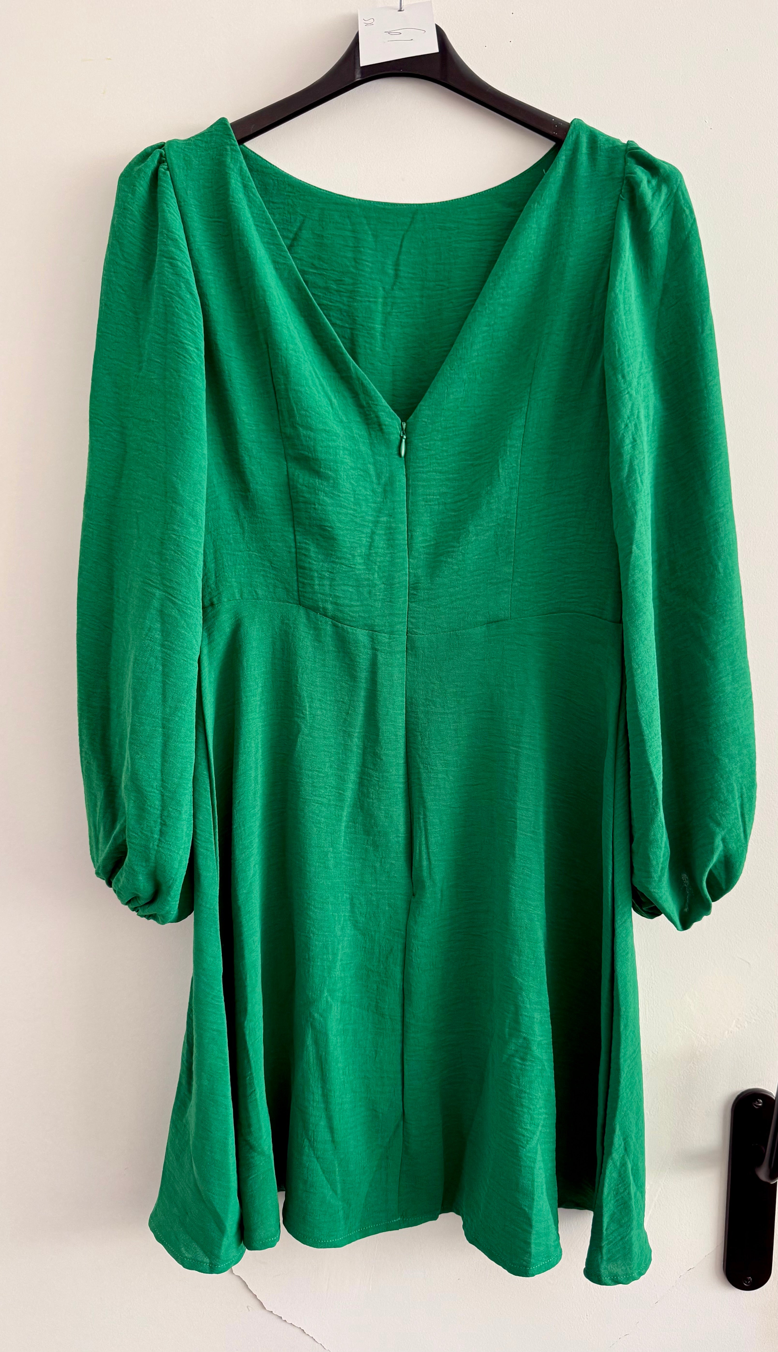 Groene Mini-jurk met Ballonmouwen