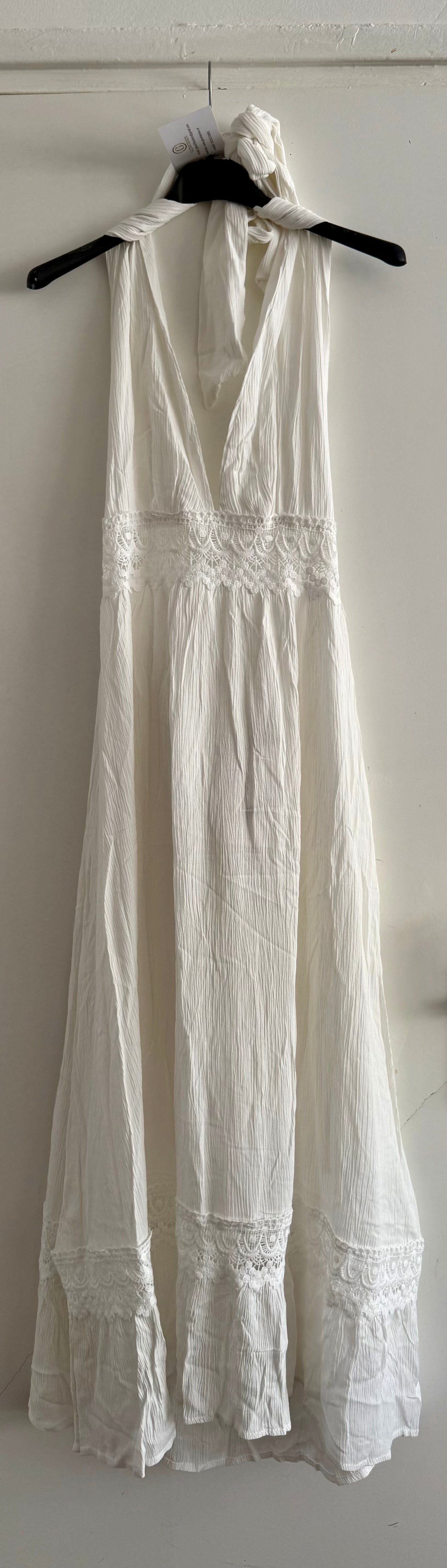 Lange Witte Strandjurk met Open Rug