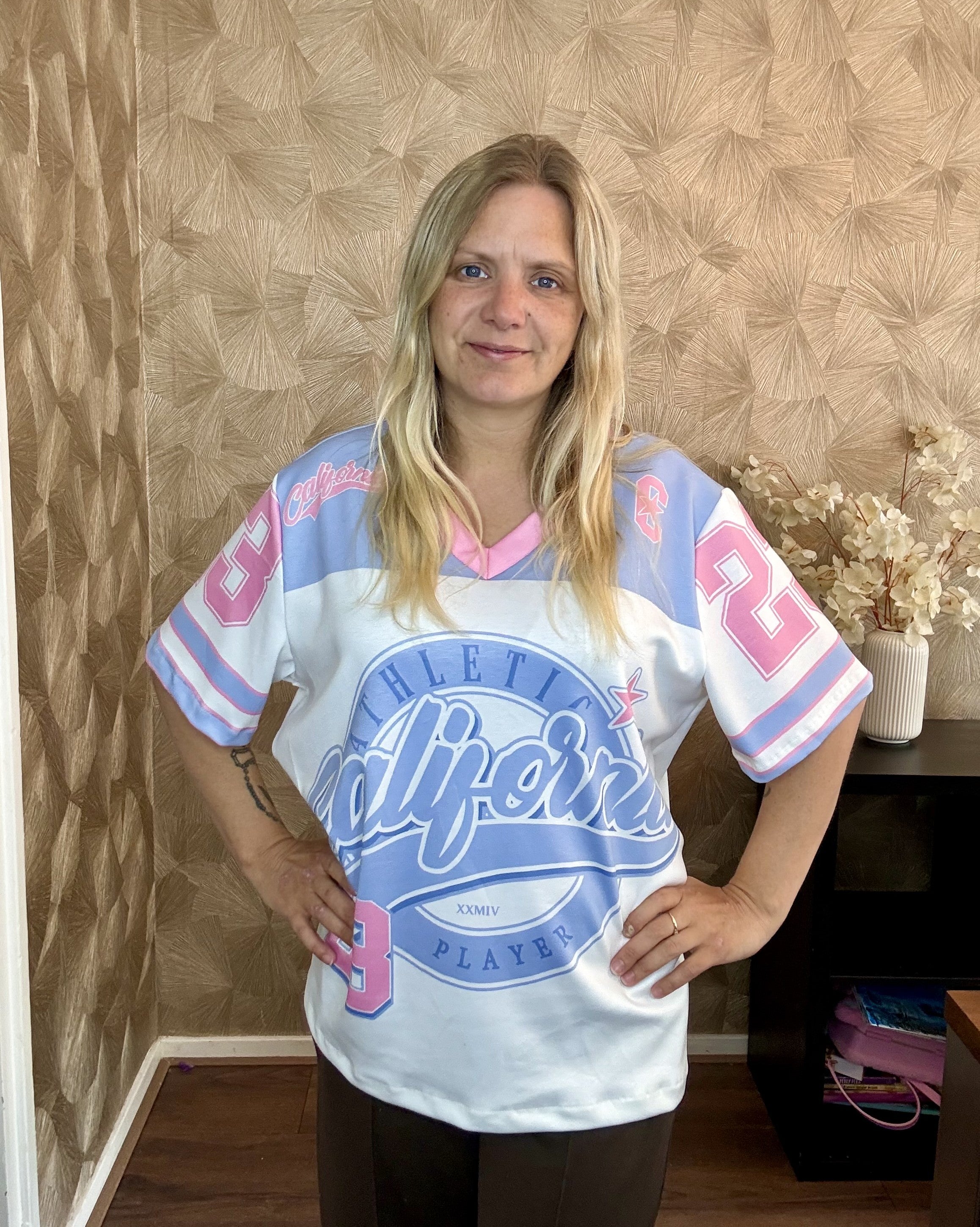 California Jersey Zomer Shirt Blauw/Roze