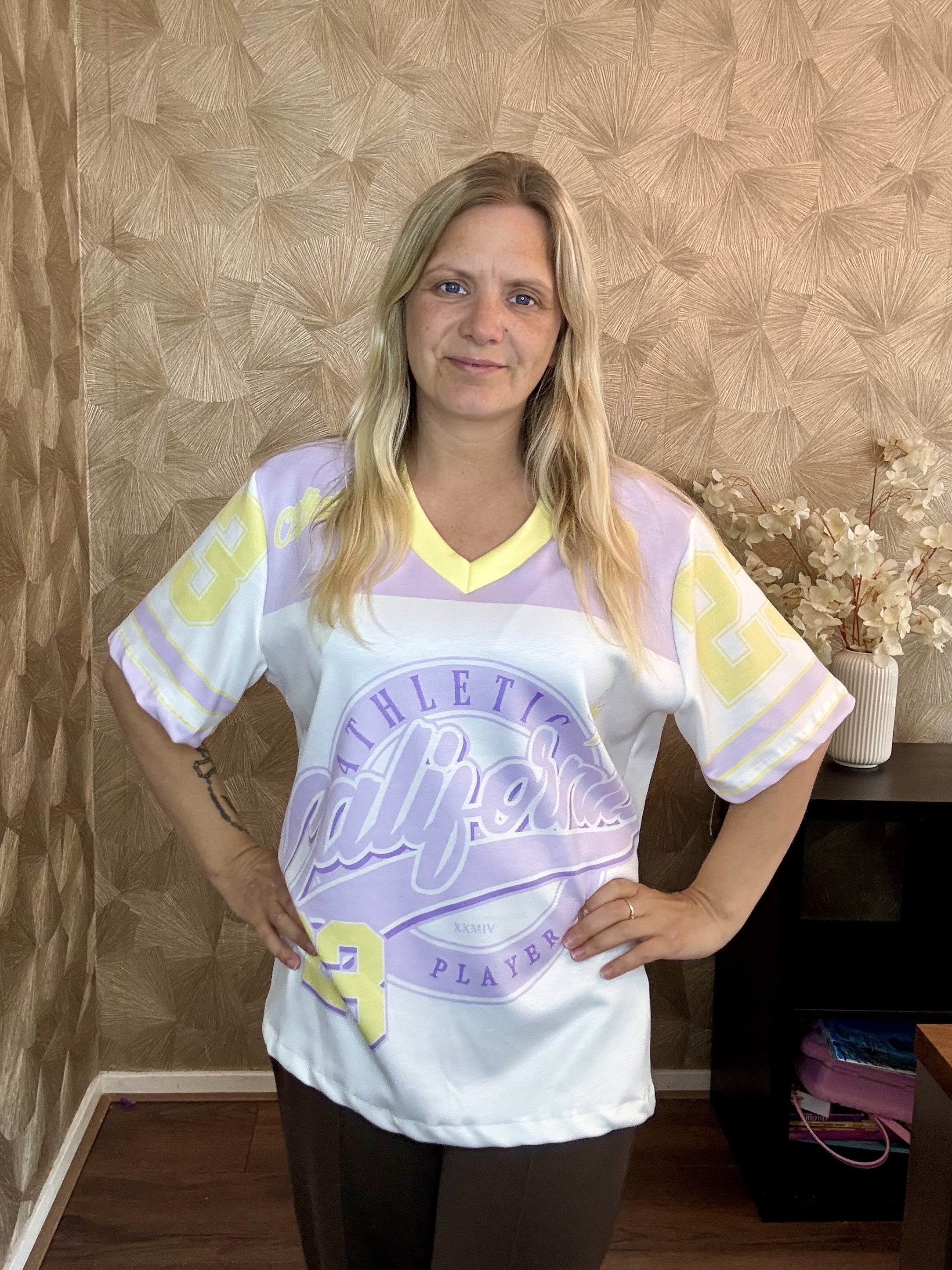 California Jersey Zomer Shirt Lila/Geel